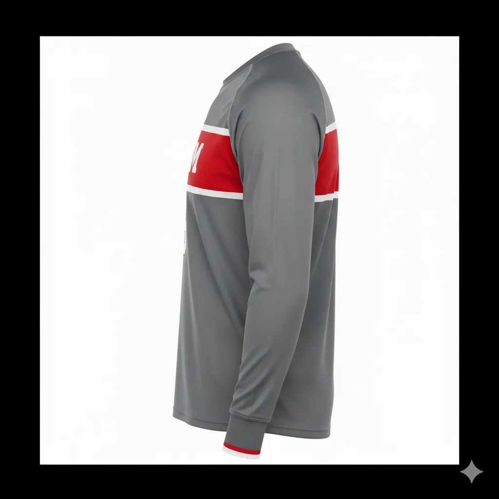 Custom Rugby Long-Sleeve T-Shirt - Side View - HAMCO