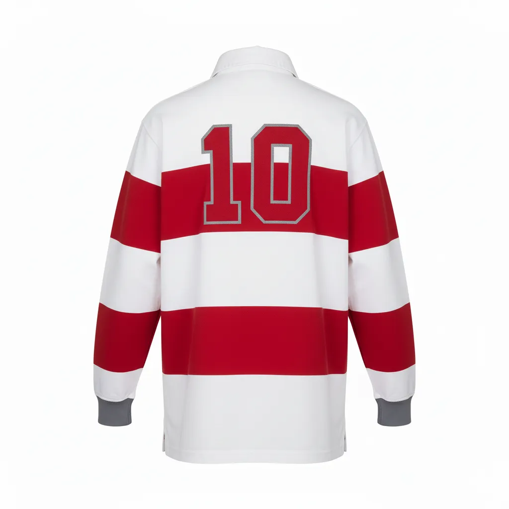 Custom Rugby Traditional Button Collar Jersey - Back View - HAMCO