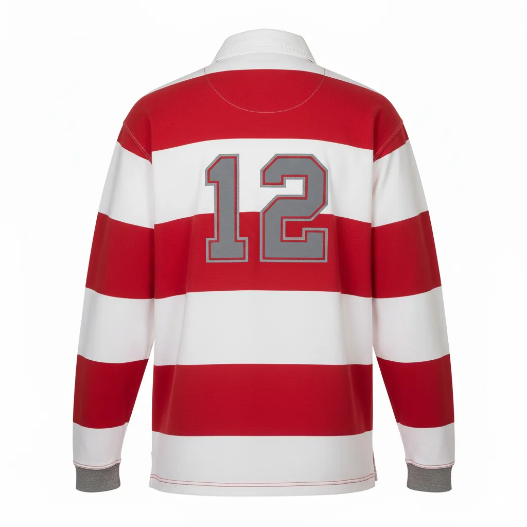 Custom Rugby Traditional 2-Button Collar Jersey - Back View - HAMCO