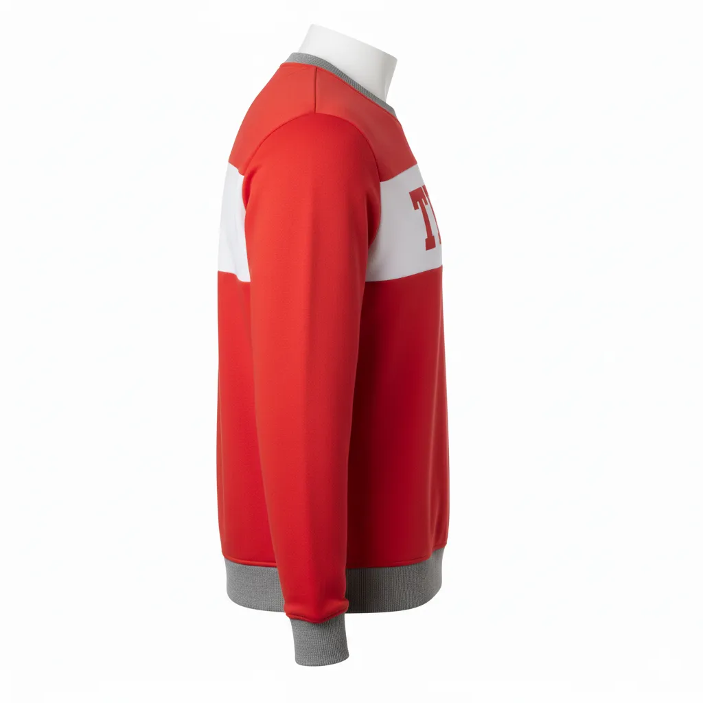 Custom Soccer Crewneck Sweatshirts - Side View with Ribbed Cuffs