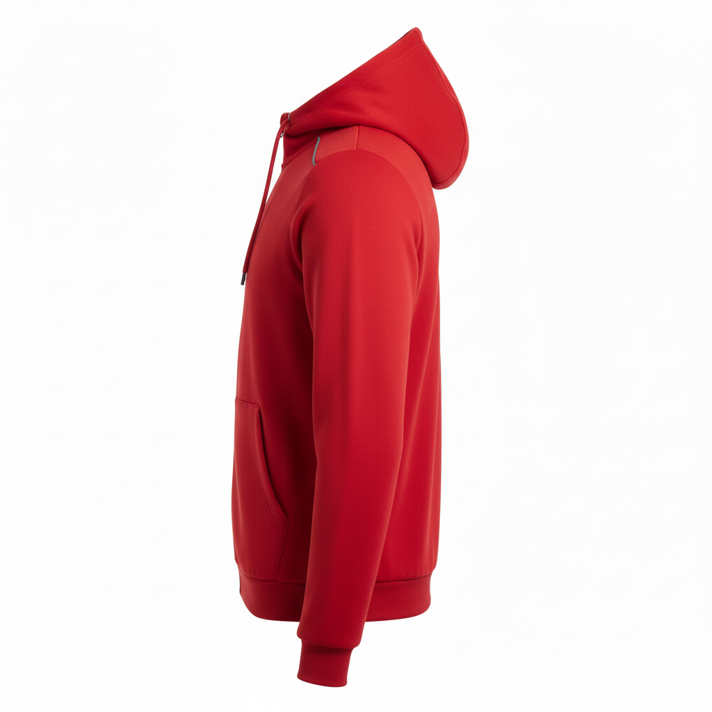 Custom Soccer Full Zip Hoodies - Side View with Zipper Detail