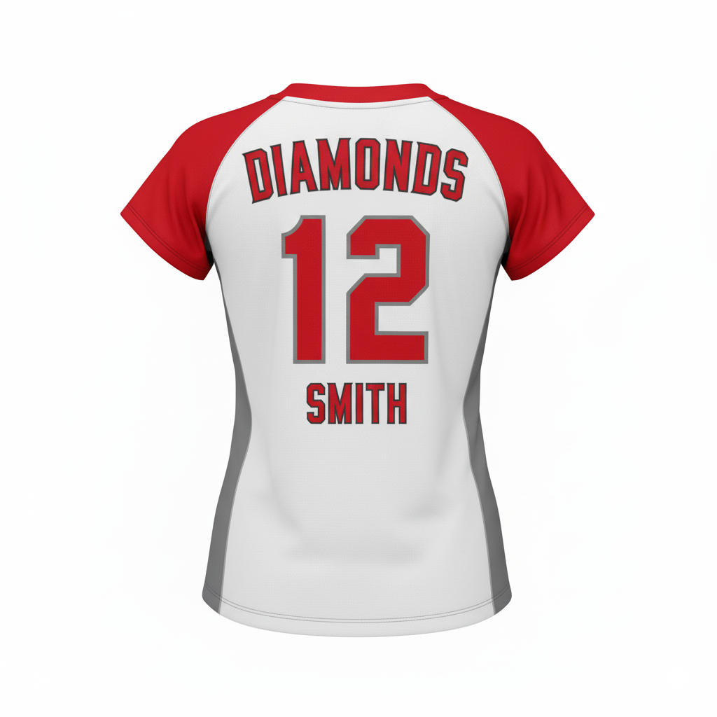Custom Softball V-Neck Jersey - Back View - HAMCO Sports Inc.