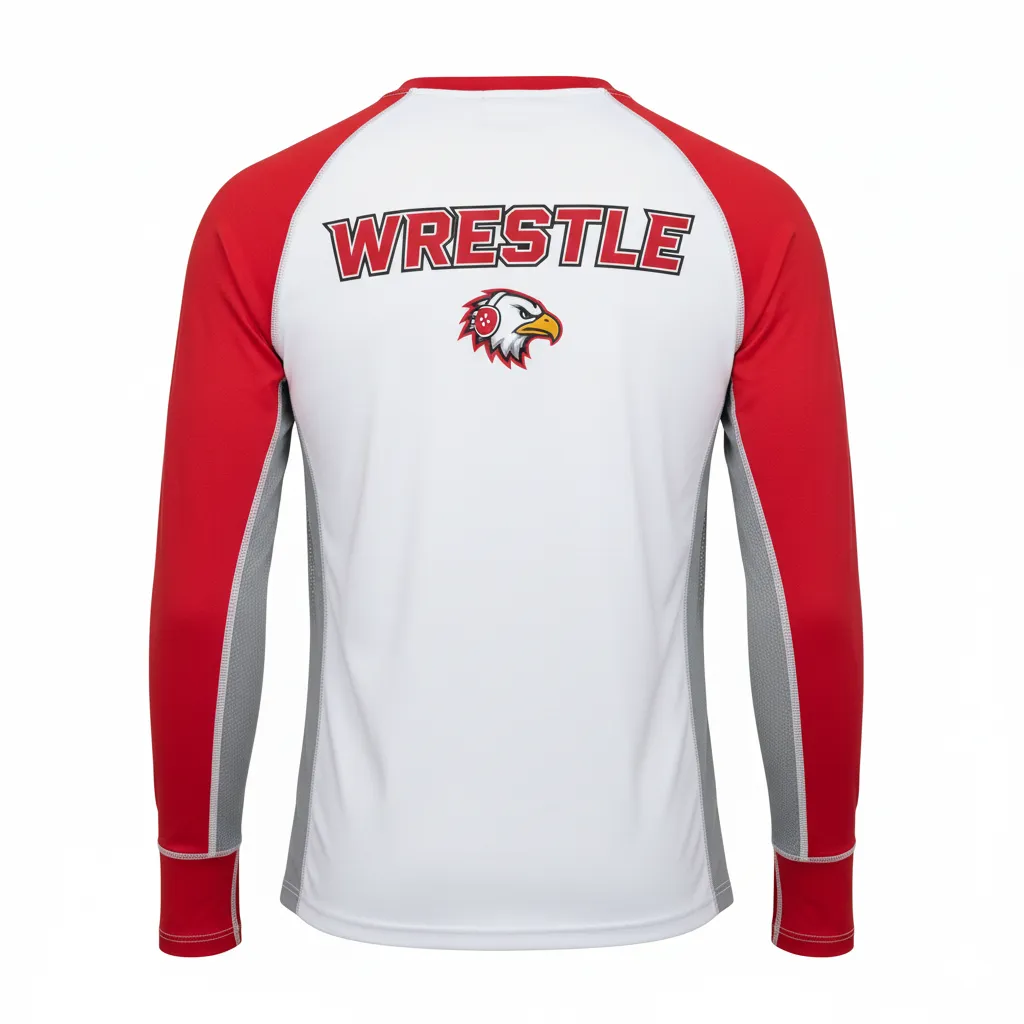 Custom Wrestling Long Sleeve Performance Shirt - Back View - HAMCO